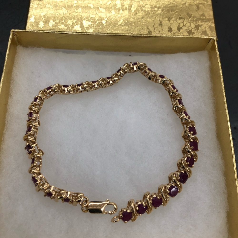14k Italian Gold Ruby Bracelet